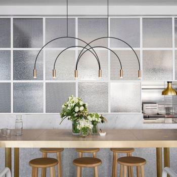 北歐極簡線條吊燈簡約后現代創意設計師個性拱形餐廳飯桌吧臺吊燈