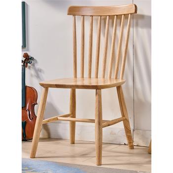 溫莎椅北歐實木餐椅家用現代簡約靠背椅子原木飯店咖啡廳實木椅子