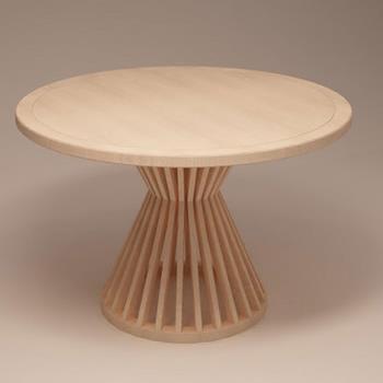 新中式圓形餐桌現代中式簡約水曲柳實木原木色鏤空餐廳圓桌茶桌
