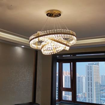 后現代水晶吊燈復式樓大吊燈輕奢簡約客廳燈餐廳燈別墅臥室燈具