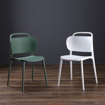 北歐簡約塑料椅子家用餐椅成人休閑創意書桌椅戶外可堆疊靠背凳子