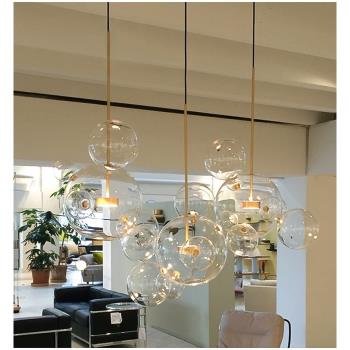 餐廳吊燈現代簡約三頭led北歐玻璃服裝店吧臺米奇泡泡燈創意個性