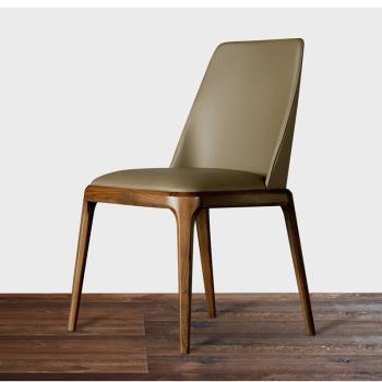 北歐實木餐椅現代簡約酒店咖啡餐廳椅奶茶店靠背輕奢家用實木椅子