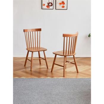 北歐日式溫莎椅全實木家用簡約椅子休閑原木餐廳商用櫻桃木餐椅