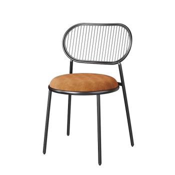 北歐輕奢餐椅現代簡約家用布藝凳子設計師樣板房椅子咖啡廳金色椅