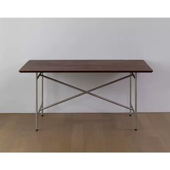 實木書桌不銹鋼設計師餐桌辦公桌家用工作臺小戶型簡約現代北歐長