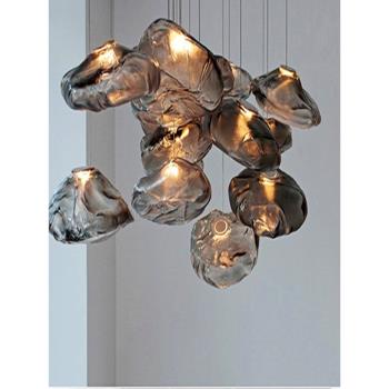 北歐設計師餐廳玻璃吊燈簡約創意個性藝術裝飾吧臺酒吧樓梯燈具