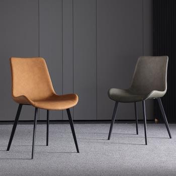 北歐輕奢極簡皮餐椅現代簡約金屬椅家用靠背椅設計師創意餐廳椅子