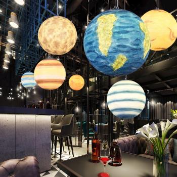 簡約現代個性工程床頭客廳餐廳臥室兒童房幼兒園星球地球月球吊燈
