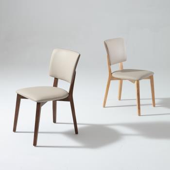 北歐實木餐桌椅子現代簡約家用靠背椅白蠟木奶油風軟包餐廳休閑椅