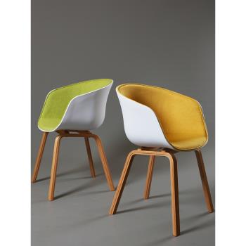 洽談椅北歐塑料椅實木靠背咖啡椅現代簡約餐廳休閑椅子書桌設計師