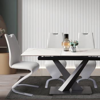 現代簡約餐椅家用弓形北歐式成人餐椅書桌椅休閑椅創意皮藝椅子
