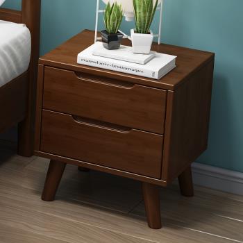 北歐實木床頭柜簡約小戶型臥室柜小柜橡膠木現代日式收納儲物