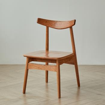 壹羋 北歐餐椅實木椅子櫻桃木原木簡約日式餐廳咖啡廳家用靠背椅