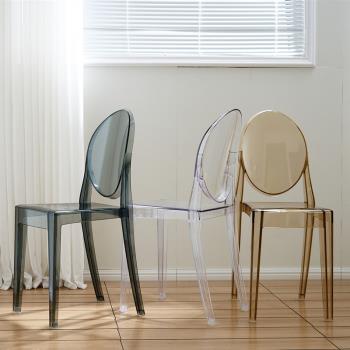 北歐餐椅輕著塑料椅子透明家用現代簡約加厚咖啡廳休閑靠背洽談椅