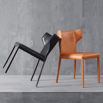 北歐風格簡約后現代意式餐椅輕奢家用網紅全包皮藝餐廳設計師椅子