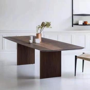 北歐實木辦公桌長方形餐桌飯桌現代會議桌簡約家用電腦桌創意極簡