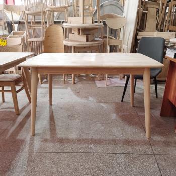 日式全實木白坯餐桌北歐方桌DIY手工藝術桌子免漆橡膠木原木家用