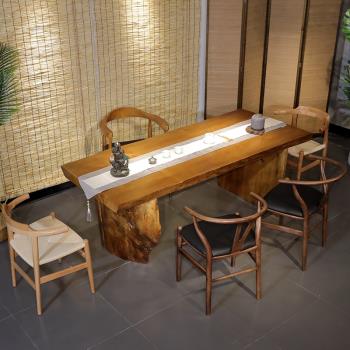 新中式茶桌實木茶幾餐桌現代簡約1.8米大板一體兩用1米82米長方形