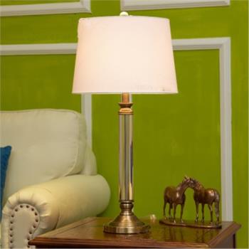 簡約北歐創意水晶柱輕奢臺燈現代美式客廳臥室書房裝飾床頭臺燈