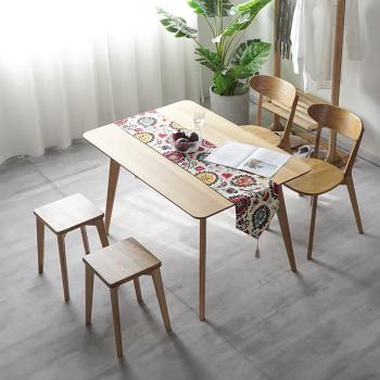 北歐實木餐桌小戶型正方形長方形飯桌白橡木簡約餐臺家用組合簡約