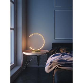 北歐全銅臺燈ins少女設計師極簡客廳創意個性臥室床頭燈裝飾燈具