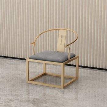 新中式高端現代鐵藝椅子圈椅太師椅單人扶手管帽椅茶椅主人椅客椅