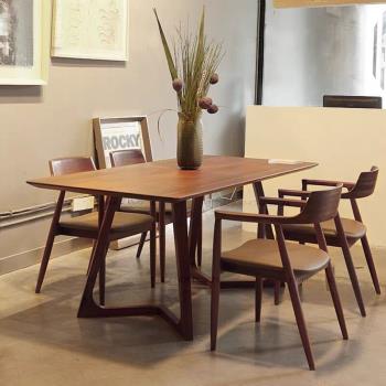 北歐實木餐桌簡約小戶型原木吃飯桌椅餐廳休閑長方形咖啡桌洽談桌