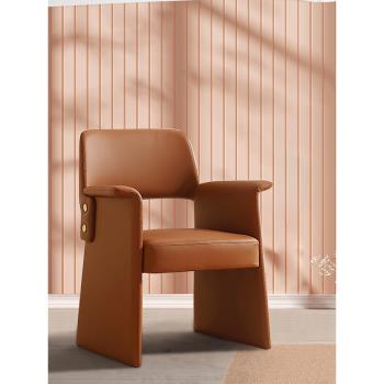 意式品質高端洽談椅輕奢簡約家用現代風餐椅極簡藝術感扶手沙發椅