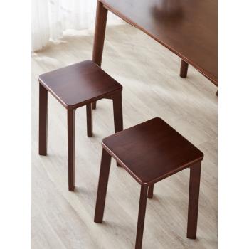 餐椅家用可疊放實木方凳餐桌吃飯椅子新中式餐廳凳子餐凳木頭板凳