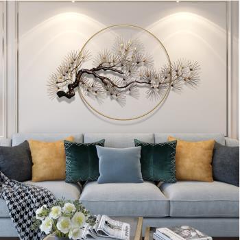 新中式墻面松樹裝飾壁掛玄關客廳沙發背景鐵藝掛件樣板間輕奢壁飾