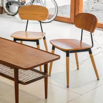 鐵藝實木設計師餐椅北歐簡約現代咖啡廳餐廳復古工業風桌椅組合