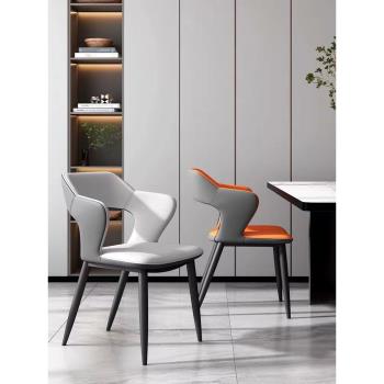 意式輕奢高級餐椅現代簡約家用網紅靠背洽談客廳椅子舒適北歐高端