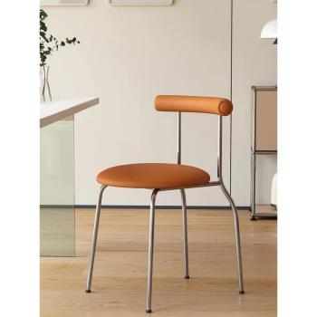 意式餐椅家用書桌靠背椅北歐簡約奶油風椅子法式現代咖啡廳餐桌椅