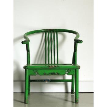 古樸老榆木圈椅新中式明清仿古做舊實木椅子榫卯家具休閑太師圍椅