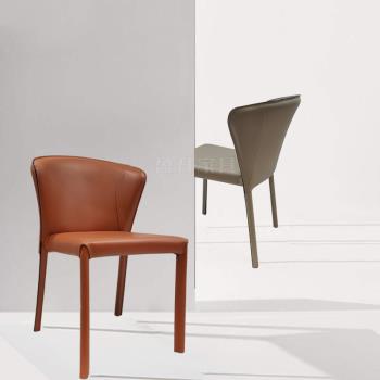 北歐餐椅家用現代簡約意式輕奢設計師商用酒店餐廳椅皮質靠背椅子