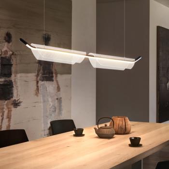 北歐一字長條亞克力餐廳吊燈現代簡約設計師極簡創意個性吧臺燈具