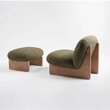 新中式設計實木家用沙發椅時尚簡約創意會所展廳售樓部接待休閑椅