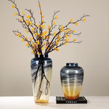 現代簡約彩色玻璃花瓶擺件客廳電視柜餐桌茶幾玄關插花花器裝飾品