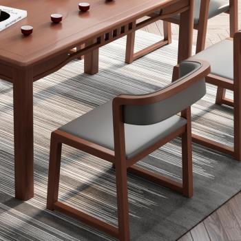 舒適實木餐椅家用靠背椅北歐新中式椅子輕奢扶手椅簡約現代泡茶椅