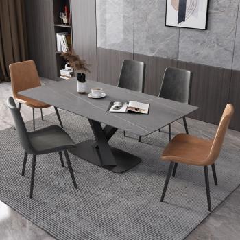 北歐家用長方形巖板餐桌意式極簡小戶型餐桌椅子組合現代簡約客廳