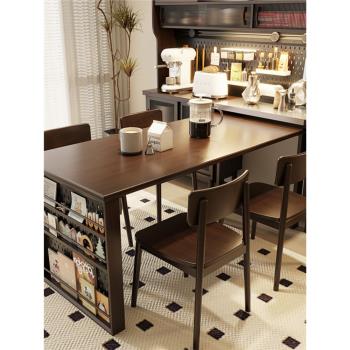 新中式實木餐桌餐椅組合家用小戶型飯桌現代簡約長方形胡桃木桌子