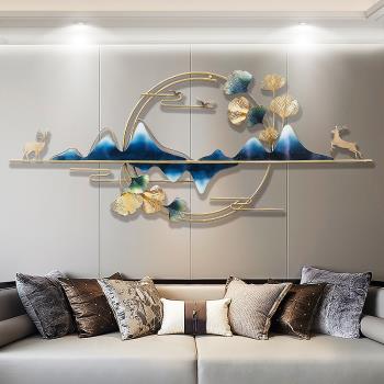 新中式客廳沙發背景墻面裝飾掛件現代創意酒店樣板間鐵藝金屬壁掛