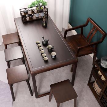 實木茶桌椅組合新中式辦公室茶幾茶具套裝一體家用陽臺功夫泡茶臺