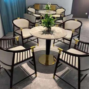 新中式售樓處洽談桌椅組合現代輕奢餐桌椅設計師酒店大堂接待桌椅