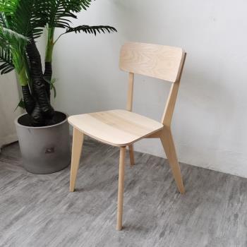 北歐餐椅利薩伯靠背椅子現代簡約休閑書桌椅餐廳凳白蠟木樺木椅子
