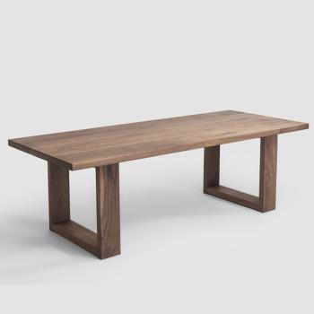 北歐簡約實木餐桌家用創意現代長條辦公桌洽談桌工作臺原木會議桌