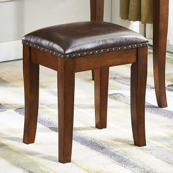 實木梳妝凳簡約現代臥室化妝凳北歐方凳子美式小戶型軟包妝臺椅子