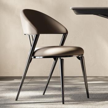 意式極簡餐椅現代簡約靠背椅北歐輕奢設計師酒店家用餐廳皮藝椅子