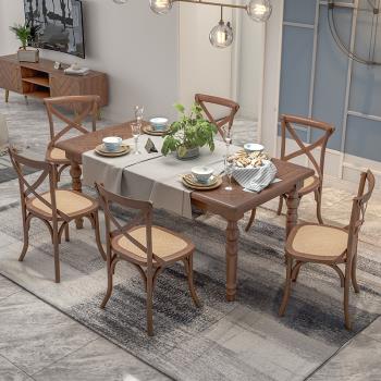 北歐實木餐桌椅組合簡約現代長方形酒店咖啡廳飯桌小戶型餐廳桌子